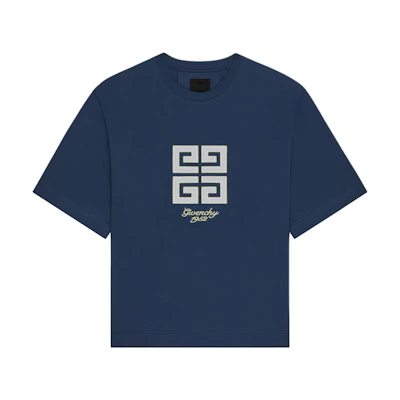 GIVENCHY Logo Print Crew Neck Short Sleeve T-Shirt Men’s Blue BM712H3YMV-420