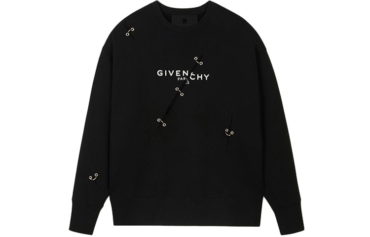 GIVENCHY Logo Print Crewneck Long Sleeve Sweatshirt Mens Black BMJ0B83Y69-001