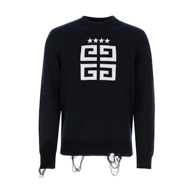 Givenchy Logo Print Crewneck Long Sleeve Sweatshirt Blue BM90NT4ZH6-403