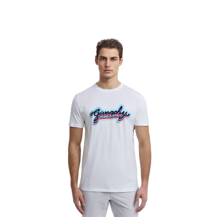 Shop 紀梵希 白色Logo印花圓領短袖T恤 BM71123002-100