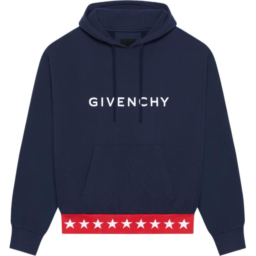 Givenchy Logo Print Hoodie Men’s Deep Blue BMJ0LA3YJL-402