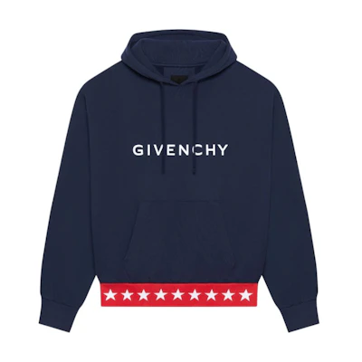 Givenchy Logo Print Hoodie Men’s Deep Blue BMJ0LA3YJL-402