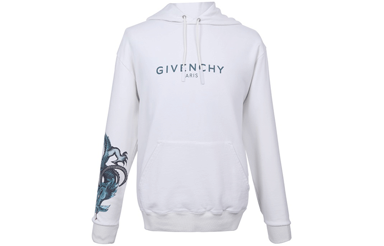 Givenchy Logo Print Pullover Hoodie White BM70F7306C-101