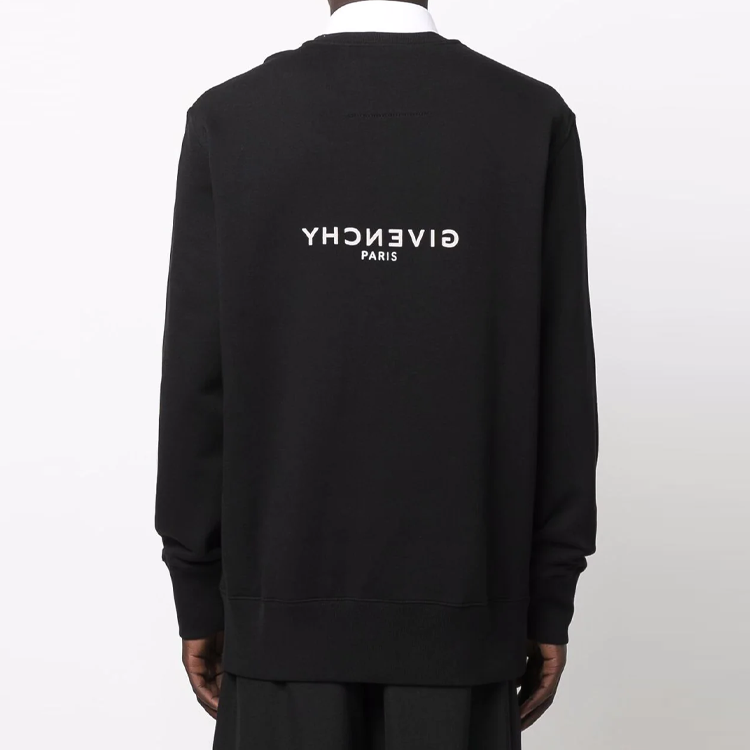 Shop Givenchy 黑色Logo印花圓領長袖上衣. BMJ0CB3Y6A-001
