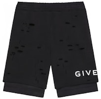 Givenchy Logo SS23 Distressed Layered Black Shorts Men. BM51613Y9W-011 Givenchy Logo SS23 Distressed Layered Black Shorts Men. BM51613Y9W-011