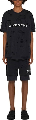 Givenchy Logo SS23 Distressed Layered Black Shorts Men. BM51613Y9W-011 Lookbook Givenchy Logo SS23 Distressed Layered Black Shorts Men. BM51613Y9W-011