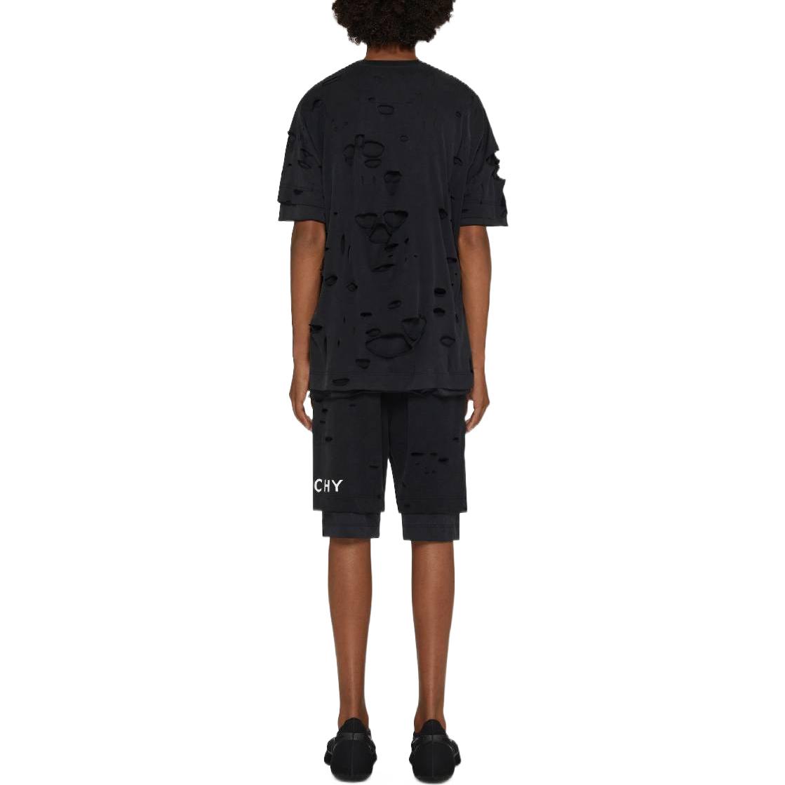 Details for Givenchy Logo SS23 Distressed Layered Black Shorts Men. BM51613Y9W-011