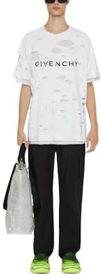 Givenchy 標誌 SS23 短袖T恤 白色 男款 字母印花做舊風格 BM71G13Y8Y-100 Lookbook Givenchy 標誌 SS23 短袖T恤 白色 男款 字母印花做舊風格 BM71G13Y8Y-100