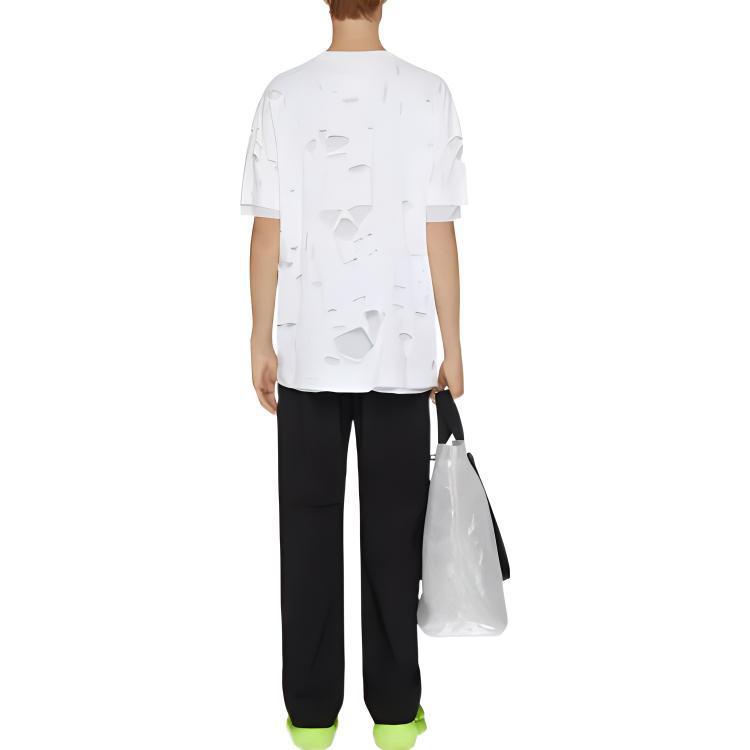 Shop Givenchy 標誌 SS23 短袖T恤 白色 男款 字母印花做舊風格 BM71G13Y8Y-100