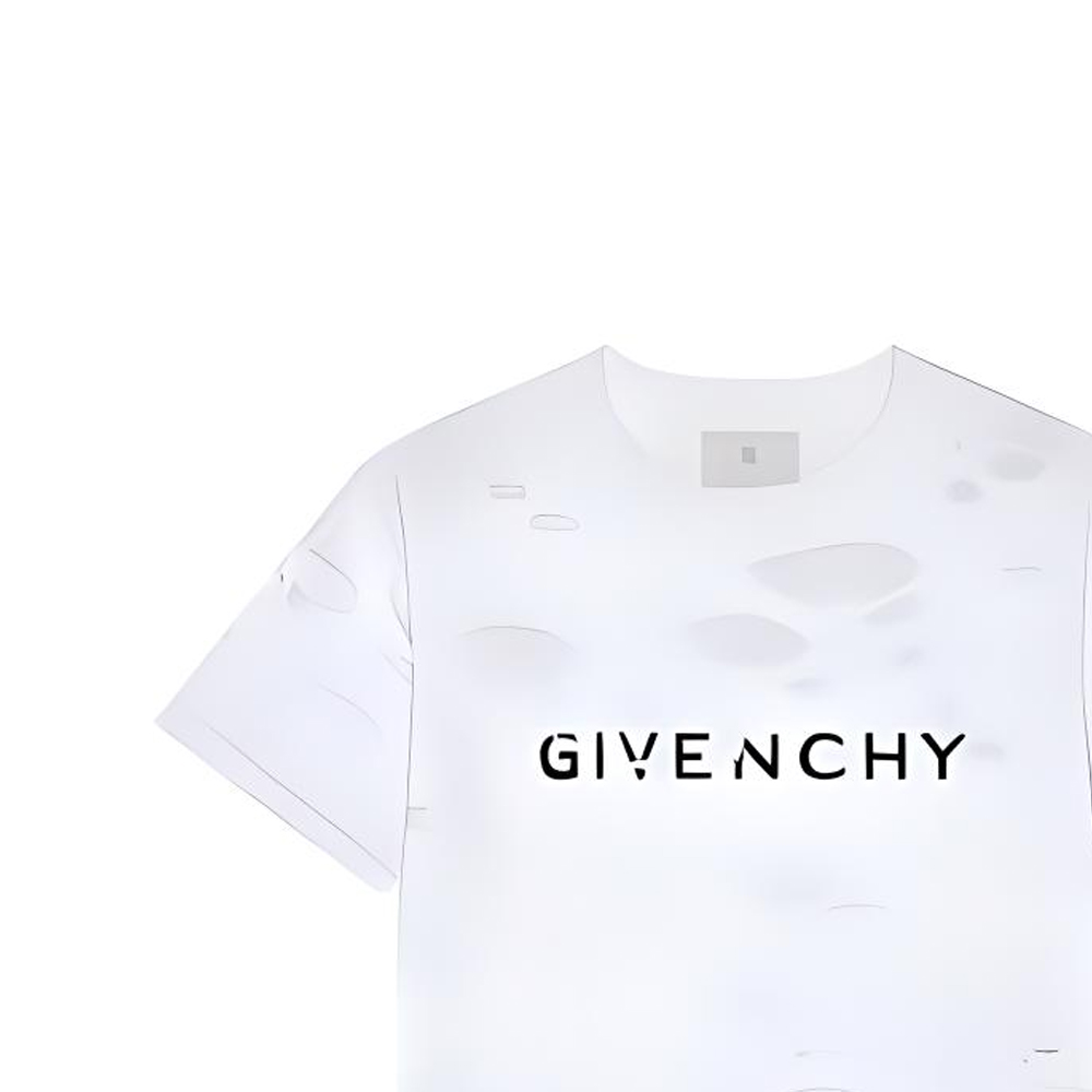 Details for Givenchy 標誌 SS23 短袖T恤 白色 男款 字母印花做舊風格 BM71G13Y8Y-100
