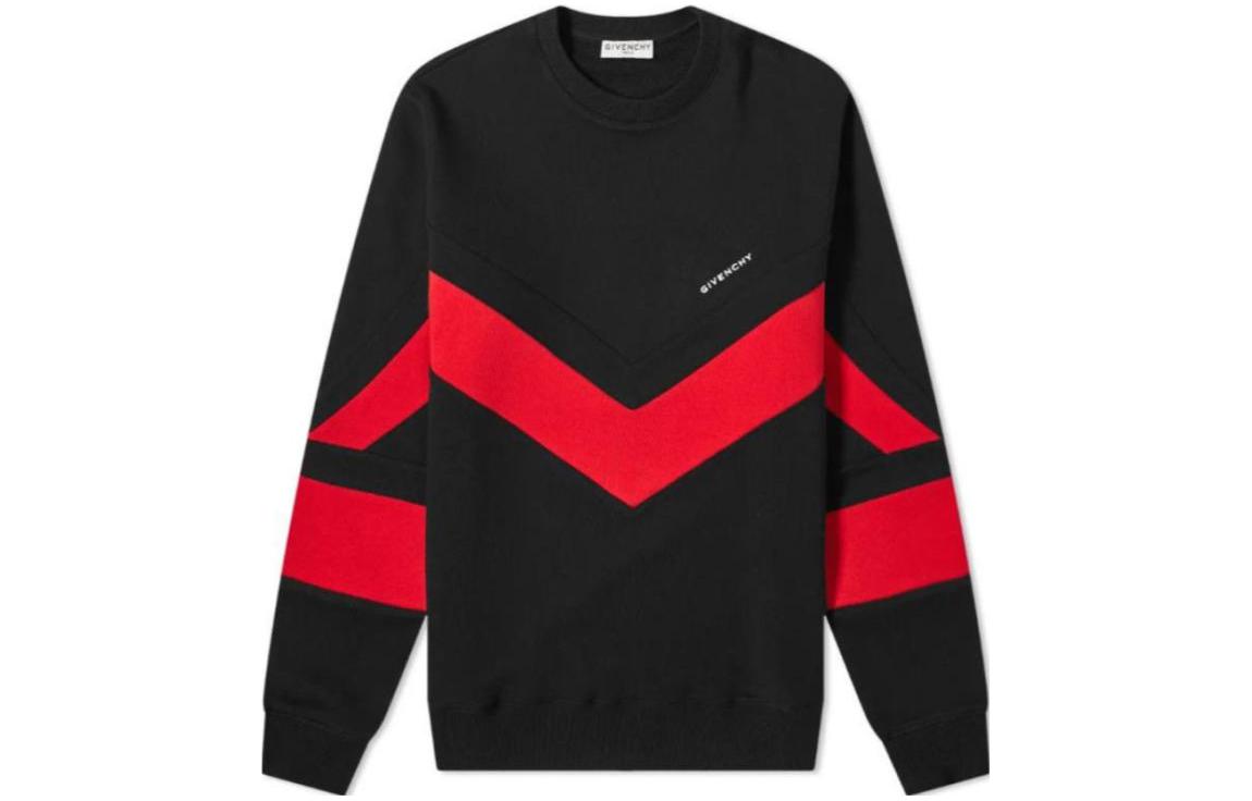 Givenchy Logo Striped Crewneck Casual Sweatshirt Men’s Black BMJ05330AF-009