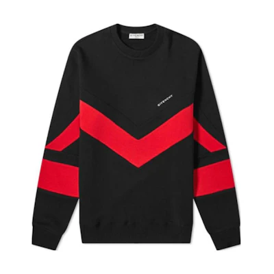 Givenchy Logo Striped Crewneck Casual Sweatshirt Men’s Black BMJ05330AF-009
