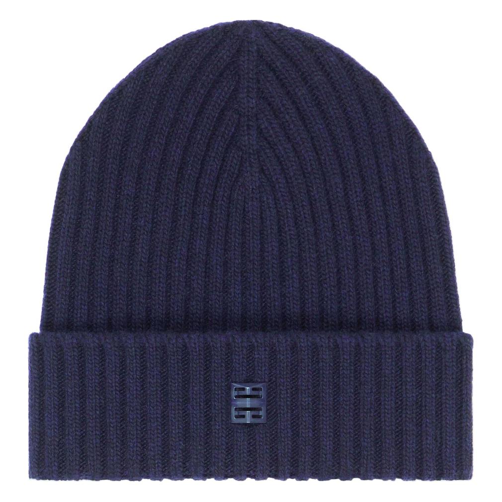GIVENCHY Logo Wool Cashmere Knit Beanie Unisex Couple Style Blue BPZ0ANP0UU