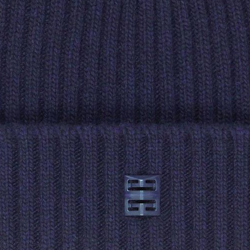 Shop ジバンシィ ロゴ ウール カシミア ニット ビーニー ユニセックス カップル 青 BPZ0ANP0UU