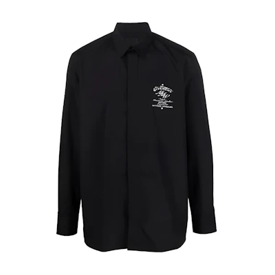 Givenchy Long Sleeve Shirt with Logo Print and Button Closure - Black BM60QJ1Y9R-001