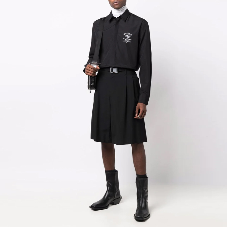 Lookbook Givenchy Baju Lengan Panjang Logo Cetak dengan Butang - Hitam BM60QJ1Y9R-001