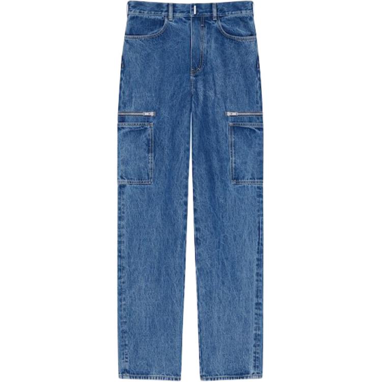 Givenchy Marble Pattern Loose Fit Cargo Pants Blue Mens BM517E5Y4V-415