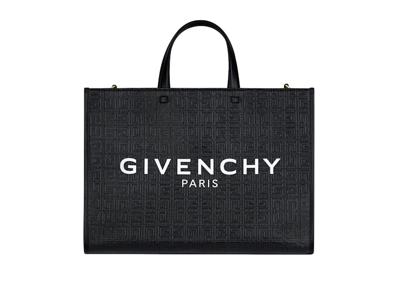 Givenchy Medium G Tote Shopping Bag In 4G Coated Canvas Black