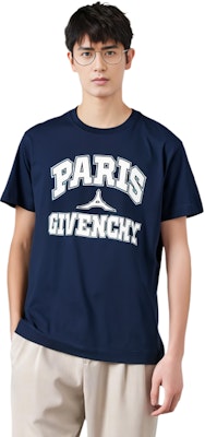 ジバンシィ メンズ ブルー ロゴ レタープリント クルーネック カジュアル Tシャツ BM716N3YE3-499 Purchase ジバンシィ メンズ ブルー ロゴ レタープリント クルーネック カジュアル Tシャツ BM716N3YE3-499