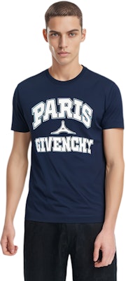 ジバンシィ メンズ ブルー ロゴ レタープリント クルーネック カジュアル Tシャツ BM716N3YE3-499 Details for ジバンシィ メンズ ブルー ロゴ レタープリント クルーネック カジュアル Tシャツ BM716N3YE3-499