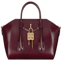 Givenchy Mini Antigona Lock Bag In Box Leather Oxblood Red Givenchy Mini Antigona Lock Bag In Box Leather Oxblood Red