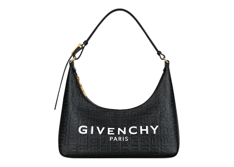 Givenchy Moon Cut Out Shoulder Bag Small 4G Embossed Givenchy Paris Print Black/White