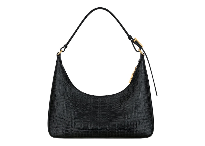 Lookbook Givenchy Tas Bahu Bulan Cut Out 4G Embossed Paris Cetak Hitam/Putih Kecil.