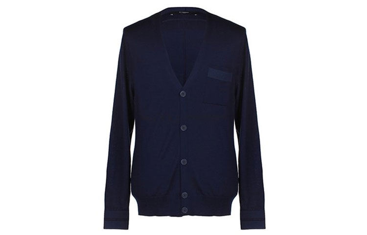 Order 纪梵希海军蓝纯羊毛V领开衫毛衣 14S7502521-410