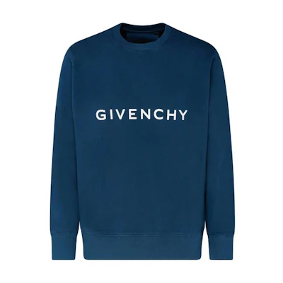 Givenchy Oil Blue Letter Print Crewneck Sweatshirt BMJ0HA3YAC-404