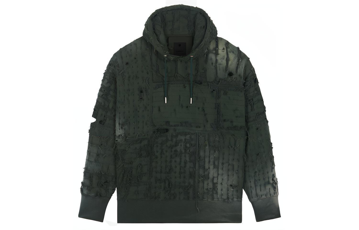 Givenchy Oversized BORO Effect Hoodie Forest Green Pullover BMJ0CZ3Y6W-311
