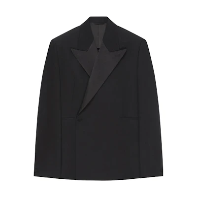 Givenchy Oversized Wool Flannel Jacket with Satin Collar - Black BM30EA14XM-001
