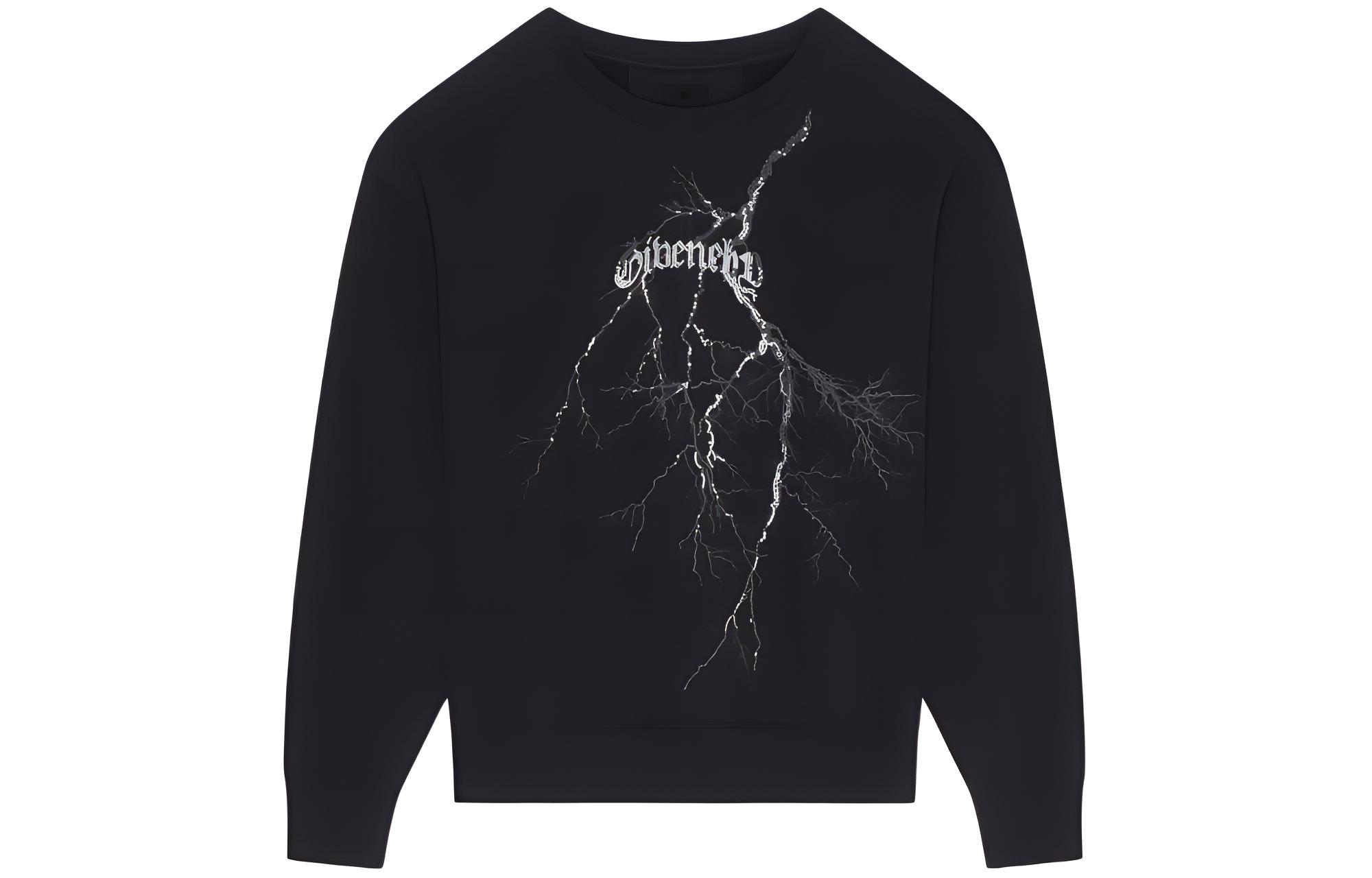 Givenchy Oxy Fit Fleece Sweatshirt Black with Reflective Artwork BMJ0LC3YJJ-001