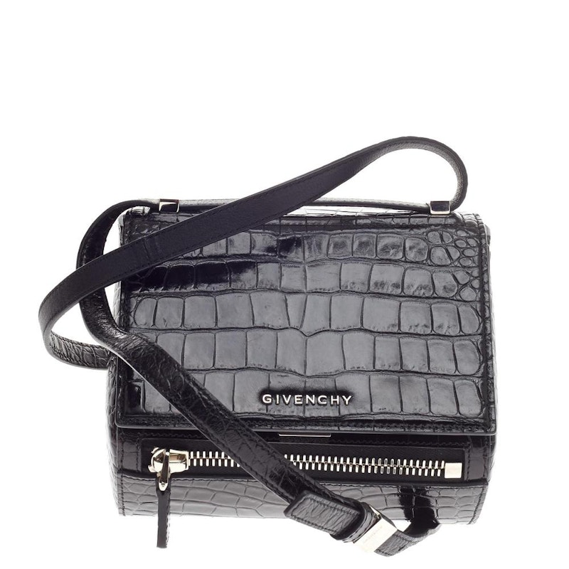 Givenchy Pandora Box Messenger Crocodile Embossed Mini Black