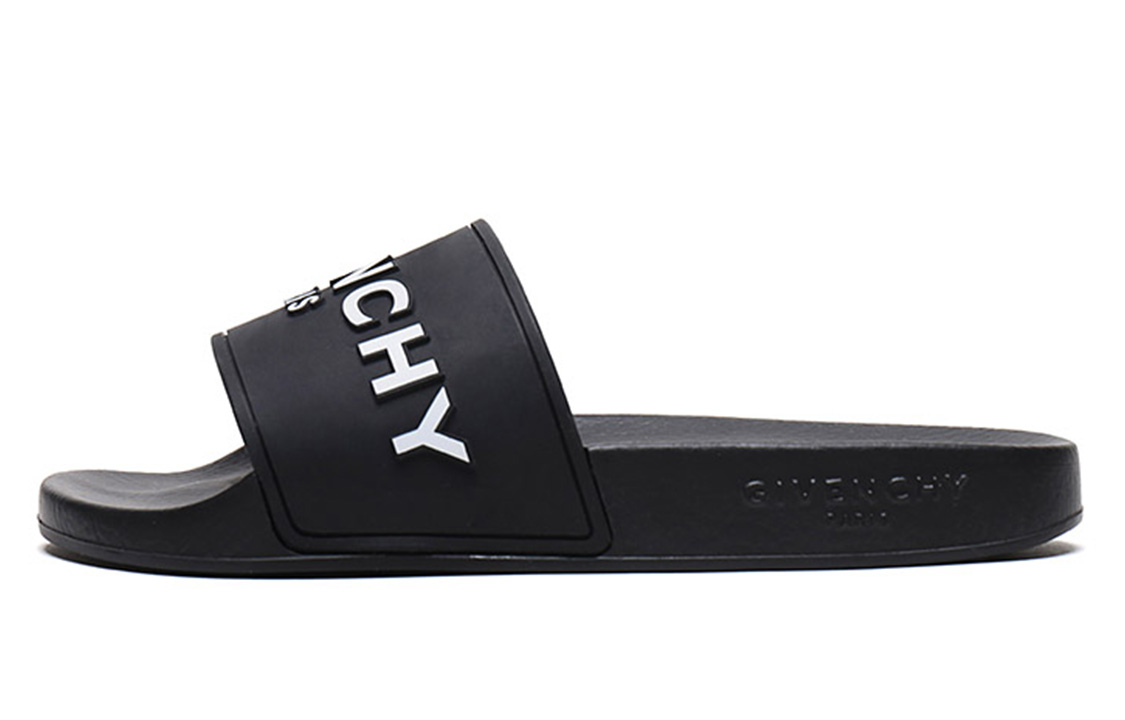 Givenchy Paris Flat Sandals Black White BH300HH0EP-001