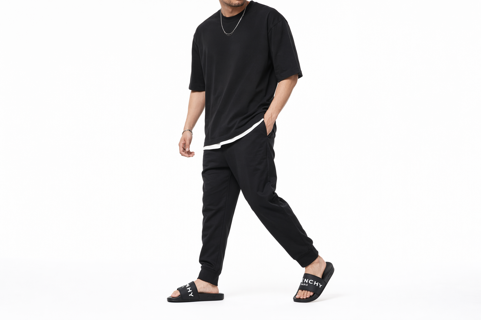 Order Givenchy Paris Flat Sandals Black White BH300HH0EP-001