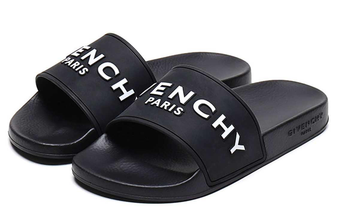 Shop Givenchy Paris Flat Sandals Black White BH300HH0EP-001