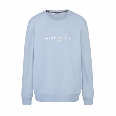 Givenchy Paris Logo Vintage Crewneck Sweatshirt Men’s Light Blue BM700U30AF-451