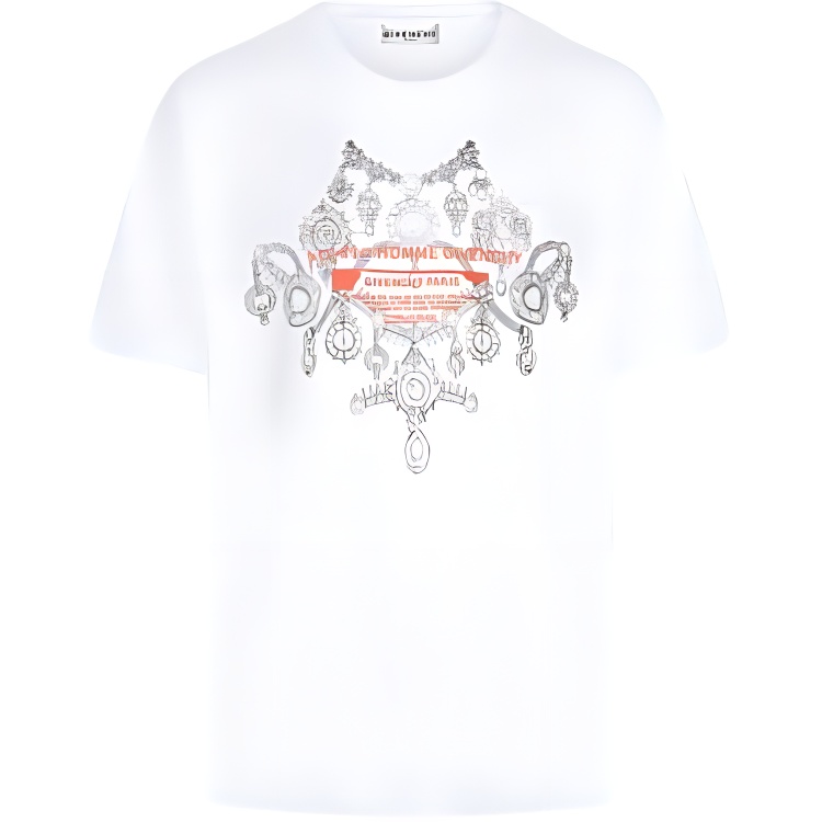 Givenchy Plain White Graphic T-Shirt BM70ZG3002-100