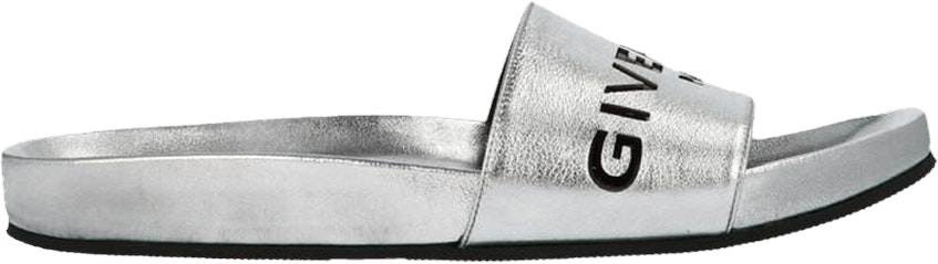 givenchy-pool-slides-metallic-silver