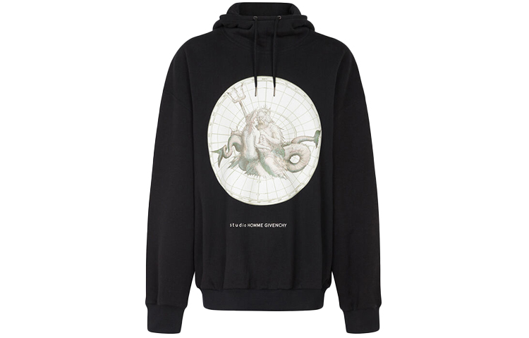Order Givenchy Poseidon Graphic Print Oversized Hoodie Black BMJ07S305B-001