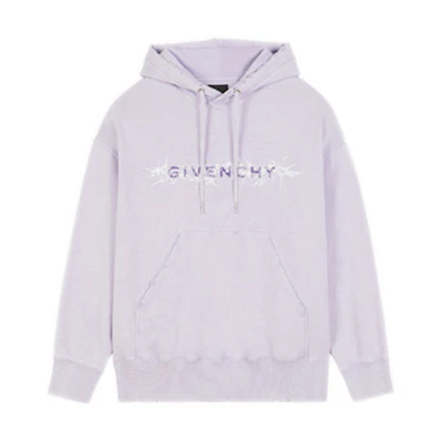 GIVENCHY Purple Embroidered Letter Logo Hoodie. BMJ0D53Y69-540