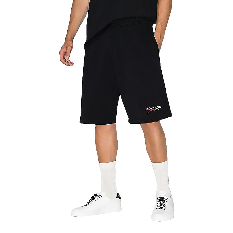 Lookbook Givenchy Rainbow Signature Logo Celana Pendek Sweat Hitam BM50N530AF-001