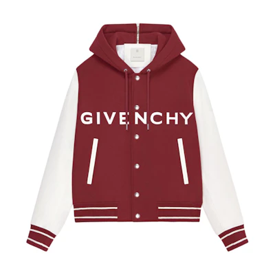 Givenchy Red and White Alphabet Print Colorblock Hooded Jacket BM00XX6Y16-603