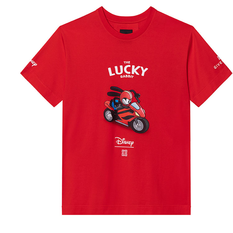 GIVENCHY Red Anime Graphic Print Short Sleeve  T-Shirt. BM716R3YAX-600