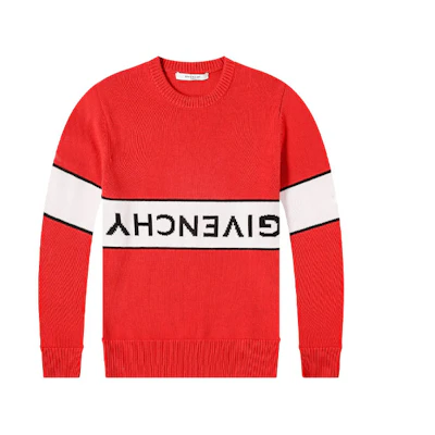 Givenchy Red Colorblock Crewneck Sweater with Reversible Logo for Men. BM9063401M-616