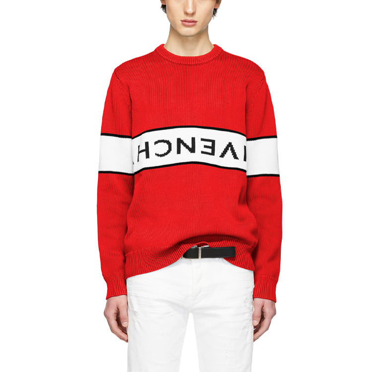 Shop Givenchy Sweater Merah Colorblock Crewneck Logo Reversible Pria. BM9063401M-616