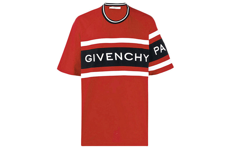 Givenchy Red Cotton T-Shirt with Logo Print BM70KU3002-606