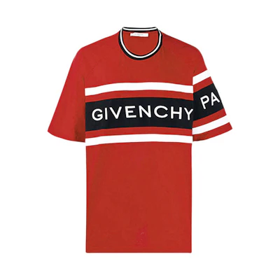 Givenchy Red Cotton T-Shirt with Logo Print BM70KU3002-606