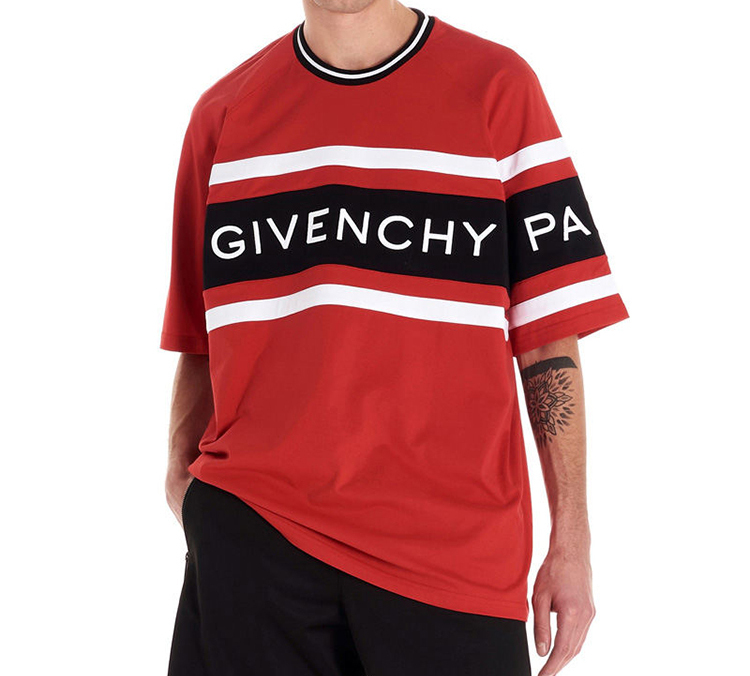 Details for ジバンシィ レッド コットン Tシャツ ロゴプリント入り BM70KU3002-606