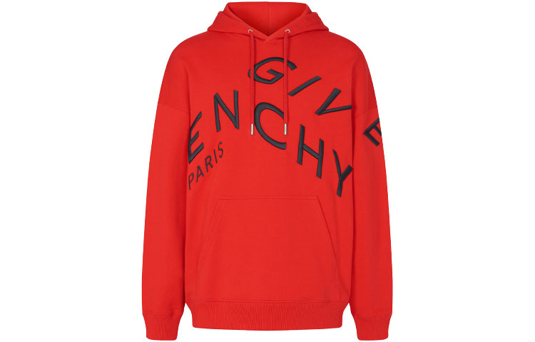 GIVENCHY Red Embroidered Logo Velvet Hoodie. BMJ07G30AF-606 圖 2